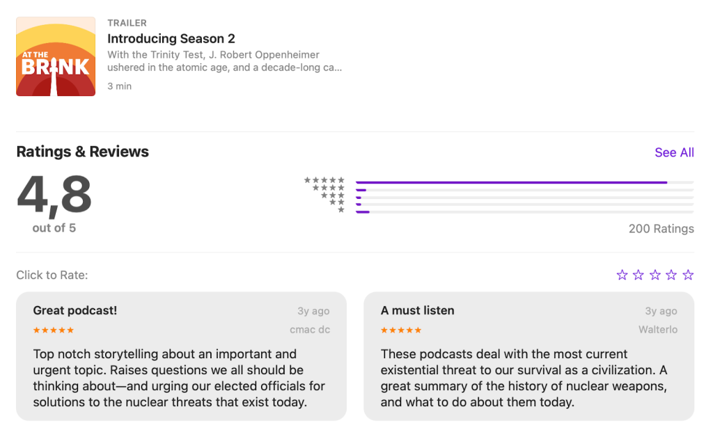 AT THE BRINK ratings